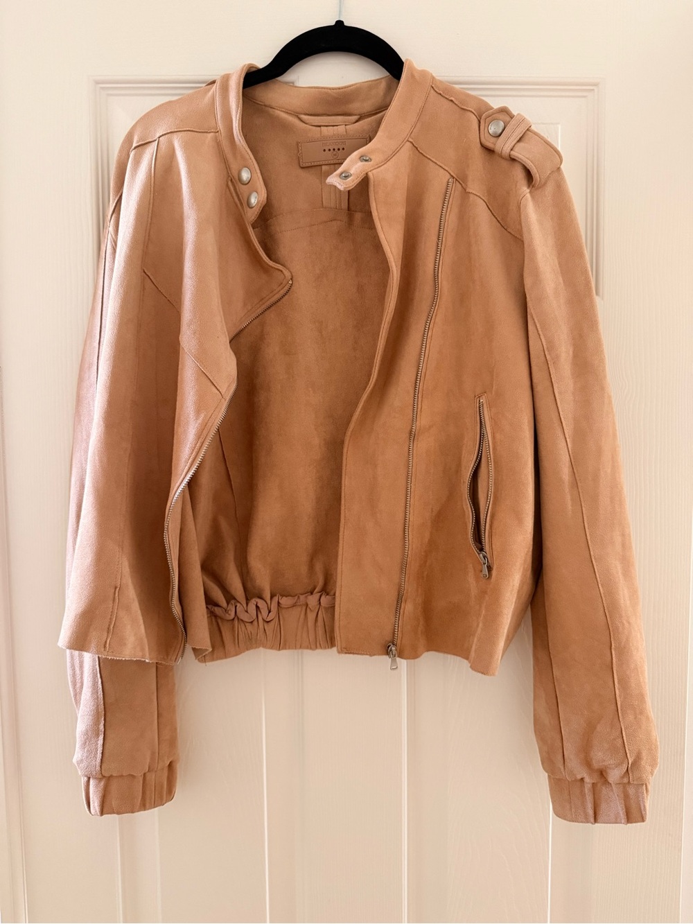 Blank NYC Tan Suede Bomber Jacket